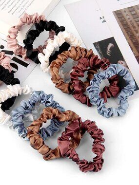 12PCS Silk Hair Scrunchies Set | Soft Elastic Ponytail Holder